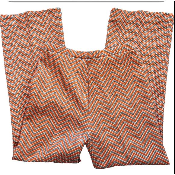 Vintage Queen Casuals Orange Gray Herringbone Flaired Pants vint size 13 fits 6 - Picture 1 of 8